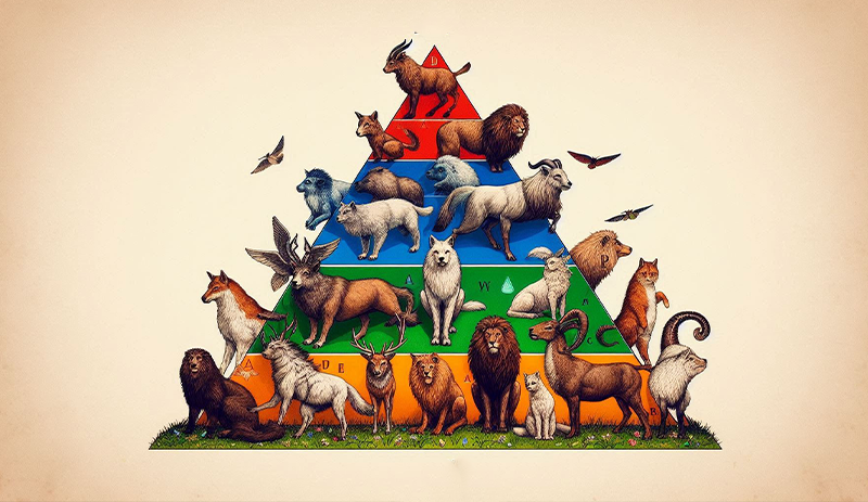 هرم قدرت اجتماعی و جایگاه آلفا و بتا به صورت شماتیک وینگمن فارسی