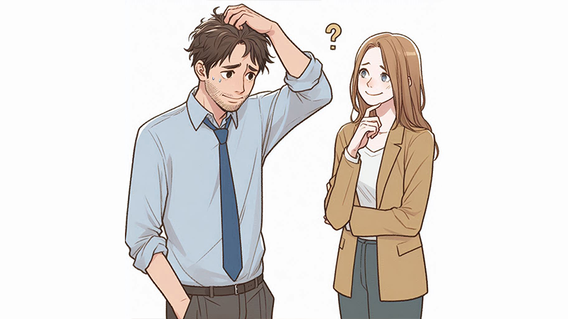 مرد گیج و سردرگم در برابر زن